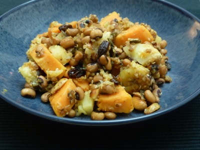 Bananas, black-eyed beans, sweet potatoes and parsnips
