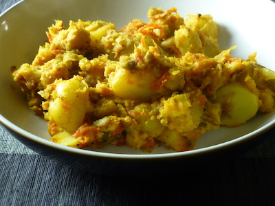 Curry of potatoes, parsnips and chickpeas