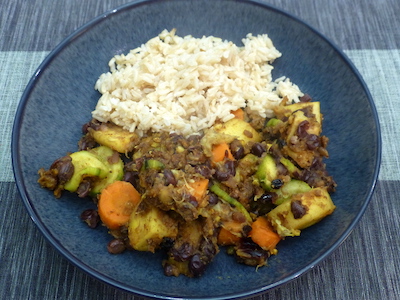 Parsnips, bananas, adzuki beans and rice